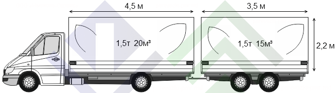 Тентованный микроавтобус с прицепом для доставки грузов в ПМР