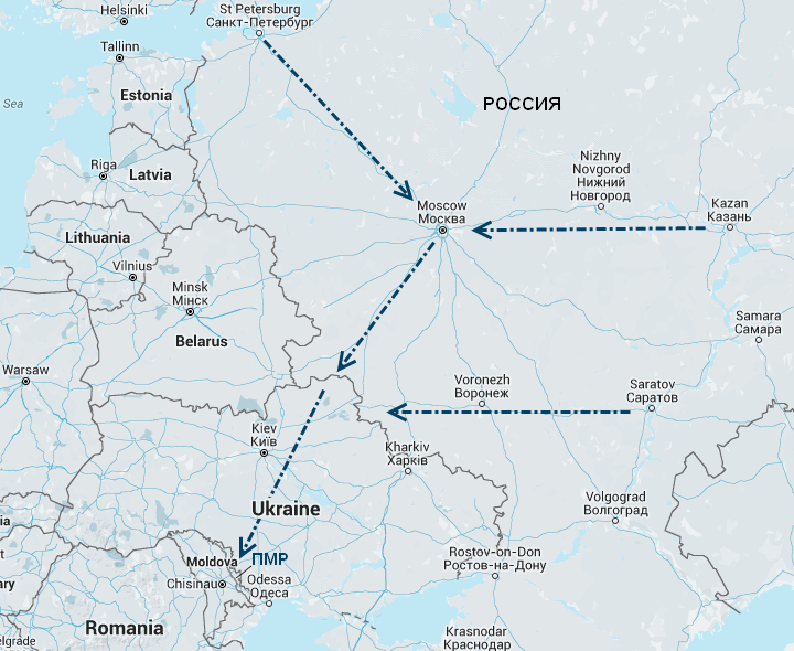 Перевозки грузов из России в Приднестровье